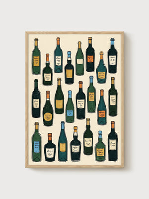 Wine Wall Art poster in oak frame