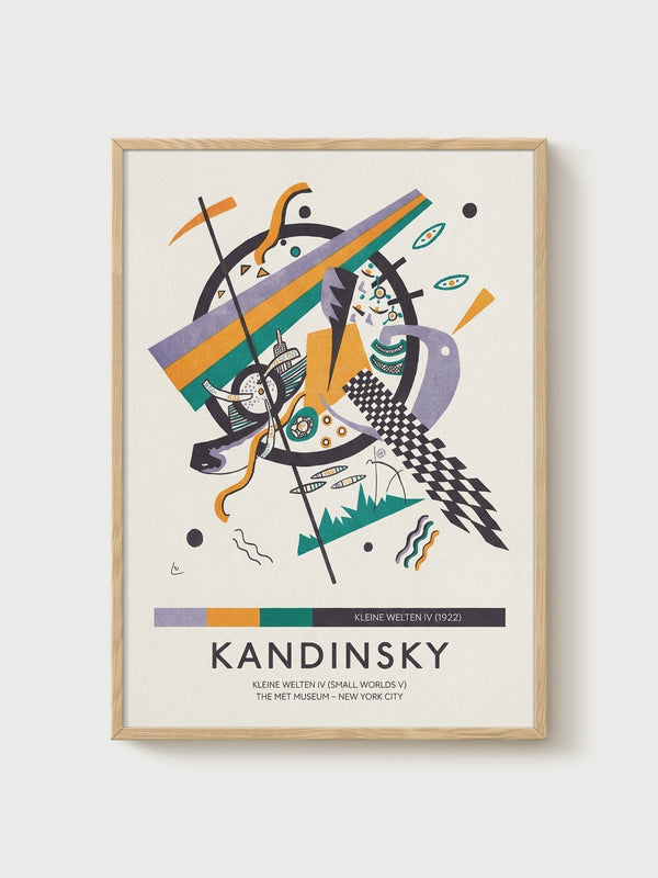 Kandinsky Kleine Welten IV Print poster in oak frame