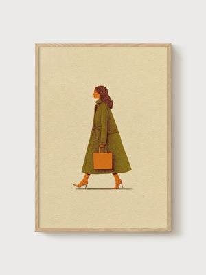 Retro Fashion Woman Poster poster in oak frame