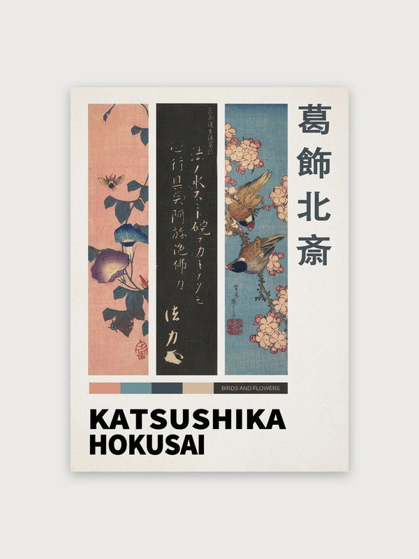 Hokusai Birds Flowers Japanese Woodblock - Digital Download