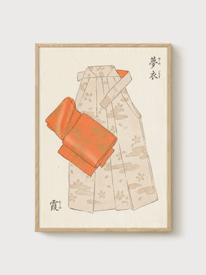 Kimono Textile Art Print poster in oak frame