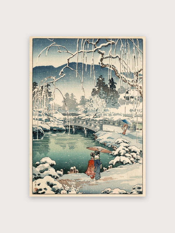 Winter Snow Willow Bridge Landscape - Digital Download