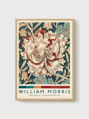 William Morris Honeysuckle Print poster in oak frame