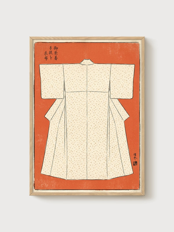 Kimono Textile Poster poster in oak frame