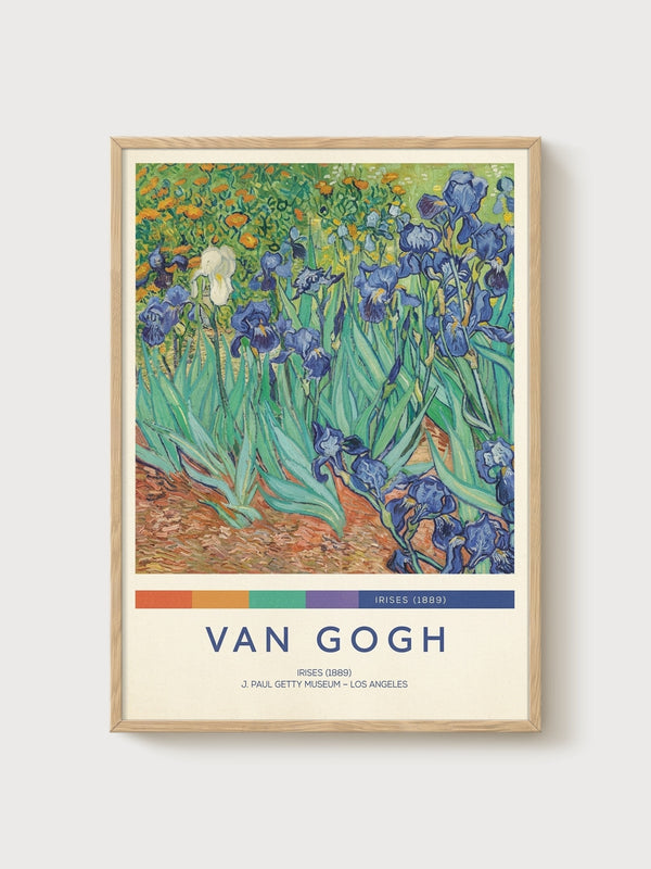 Van Gogh Irises Poster poster in oak frame
