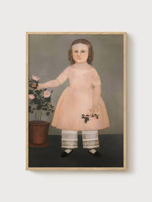 Victorian Girl Nursery Decor poster in oak frame