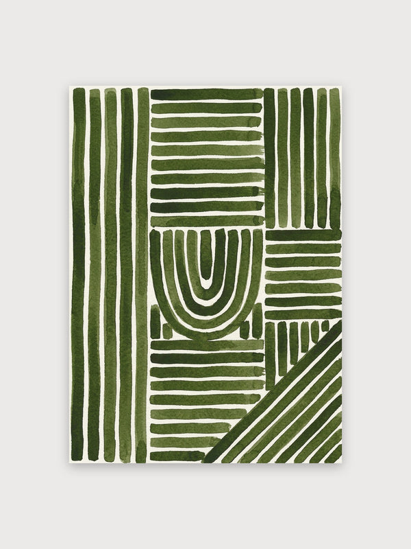Abstract Geometric Green Lines - Digital Download