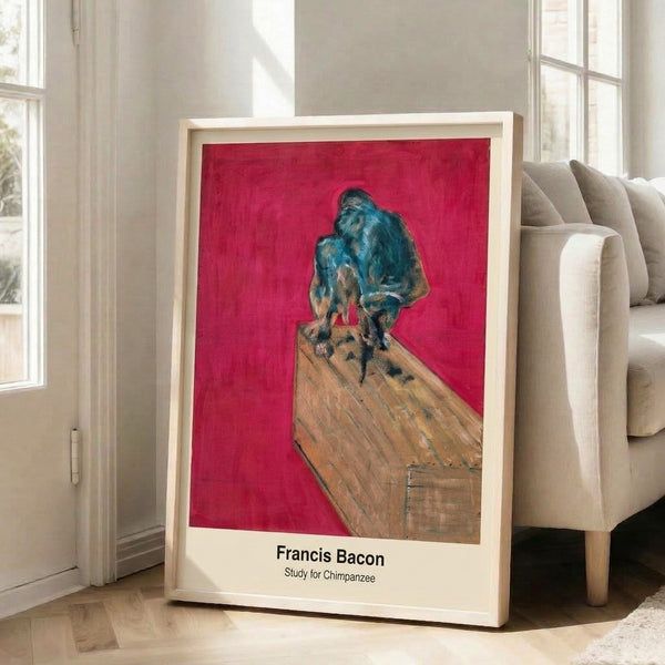 Contemplative landscape poster in impressionist style featuring a woman, child, and dark red poppies set against deep greens and purples, evoking a peaceful yet melancholic feeling.