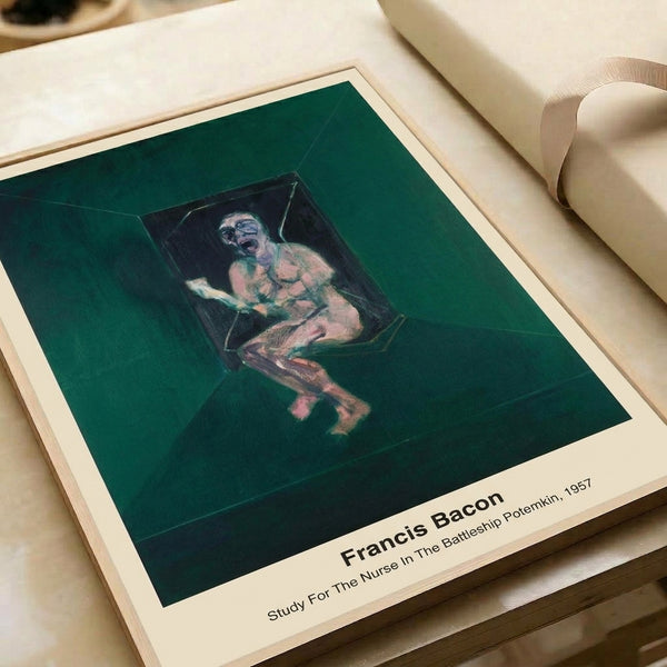 Expressionistic poster art depicting a fragmented figure in orange and grey, embodying psychological intensity and bodily transformation in modern style.
