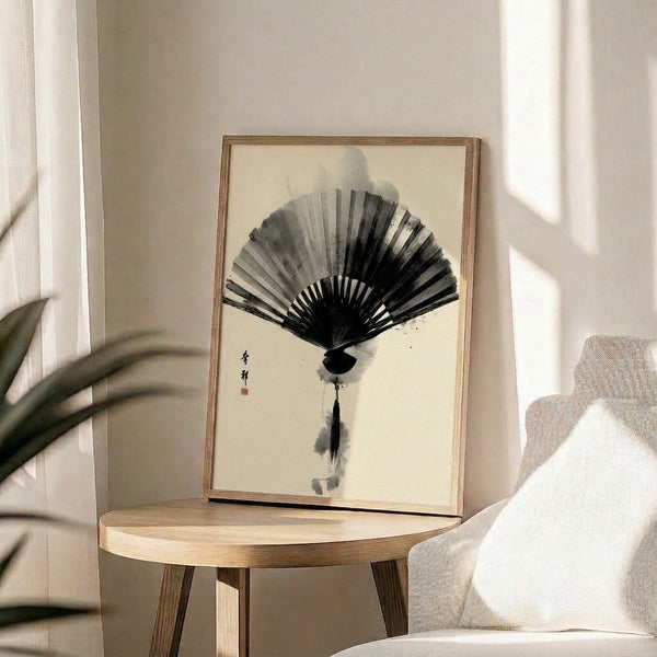 Sumi-e Fan Minimalist Abstract