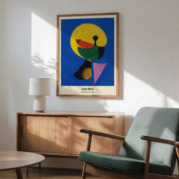 Abstract portrait in geometric forms and muted blacks, creams, and browns, displaying the introspective character of Bauhaus-era modernist art.