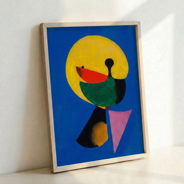 Stylized human head rendered in cubist-influenced shapes with subtle color palette of beige, brown, and black line work.