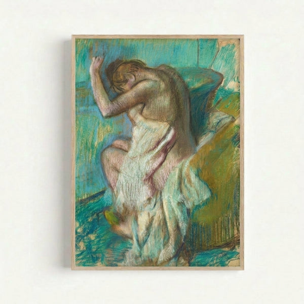 Vintage-style art print depicting an intimate bathing scene in Impressionist style with delicate brushwork and a serene, contemplative mood.