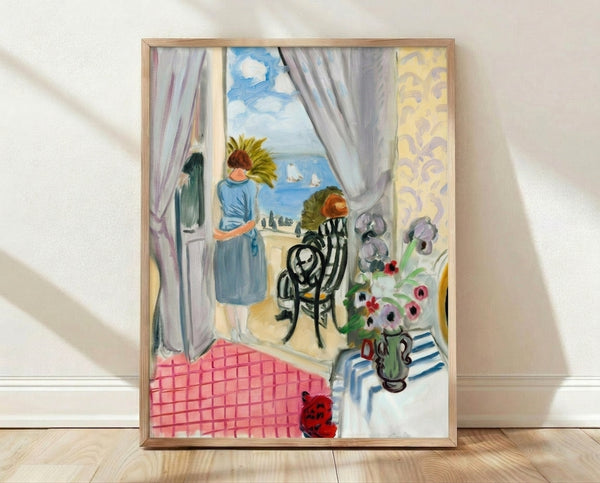 Colorful framed poster of boats moored in Nice harbor, rendered in vibrant Fauvist style with bold brushstrokes and dynamic color contrasts.