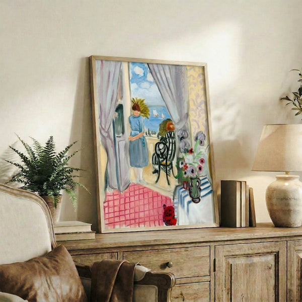 Vibrant framed print capturing the charm of Nice's seafront with moored boats, painted in expressive Fauve style with rich, non-naturalistic color harmonies.