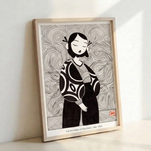 Black and white line drawing of a woman's profile, created with bold continuous strokes in an abstract modern style evoking quiet reflection.