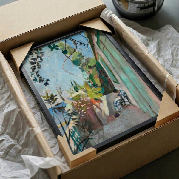 Poster print of Matisse's iconic The Terrace St Tropez, a cheerful landscape composition with expressive color and gestural forms suggesting a breezy coastal setting.