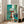 Contemporary abstract wall art print depicting a stylized interior window view with layered shapes in harmonious color palette of teals and earth tones.