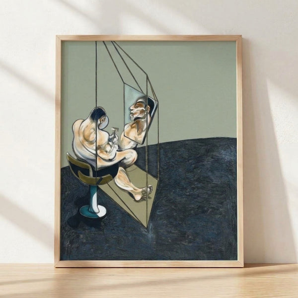 Abstract study of male back anatomy in muted earth tones and grays, depicting three compositional variations of the human form in a modernist style.