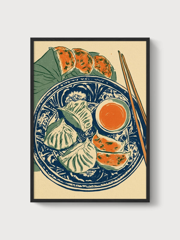 Asian Food Print poster in black frame