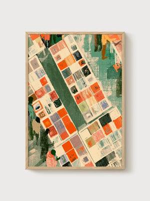 Abstract Art Print poster in oak frame