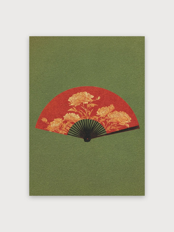 Red Chrysanthemum Folding Fan - Digital Download
