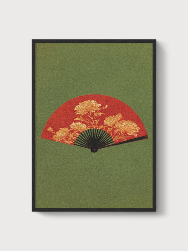 Chrysanthemum Fan Print poster in black frame