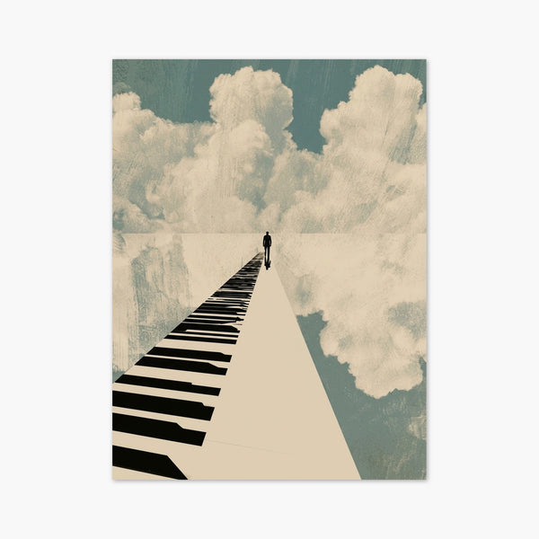 Man In The Arena Surreal Piano Path Poster art print