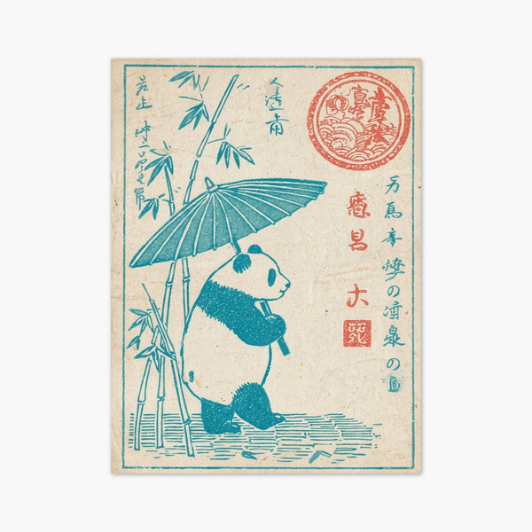 Panda With Parasol Print art print