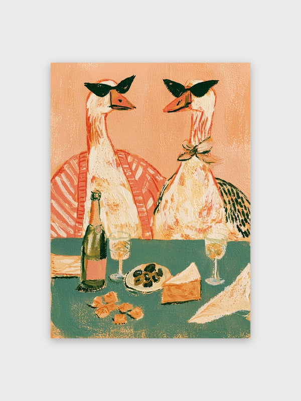 Retro Geese Wine Cheese Party - Digital Download