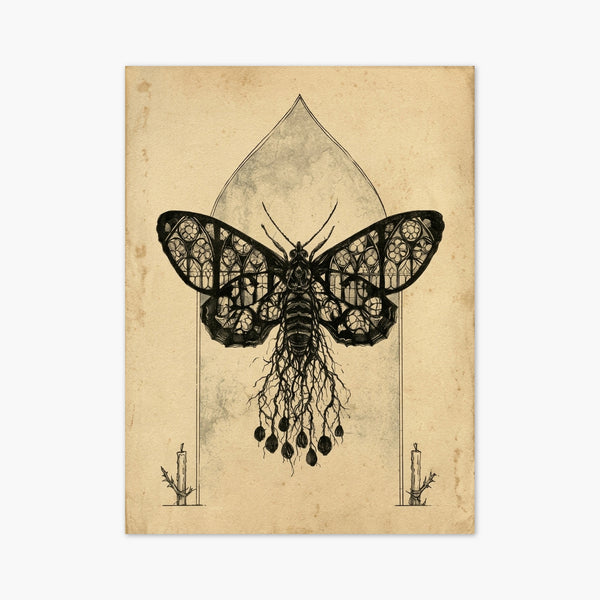 Gothic Moth Cathedral Window Print art print