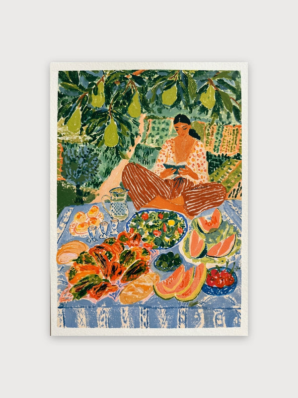 Woman in Orchard Garden Lunch - Digital Download