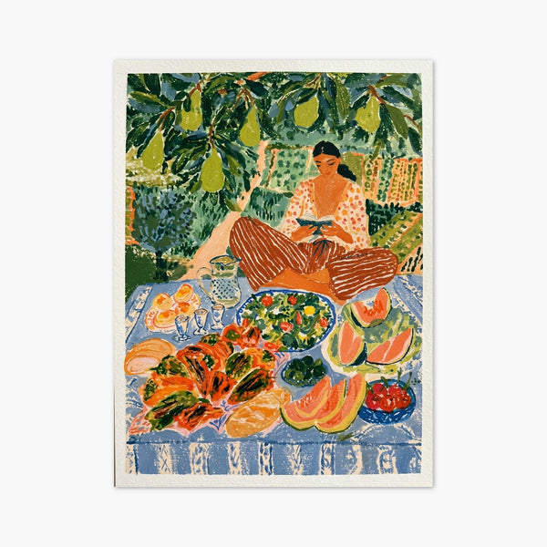 Pear Garden Picnic Art Nouveau Print art print