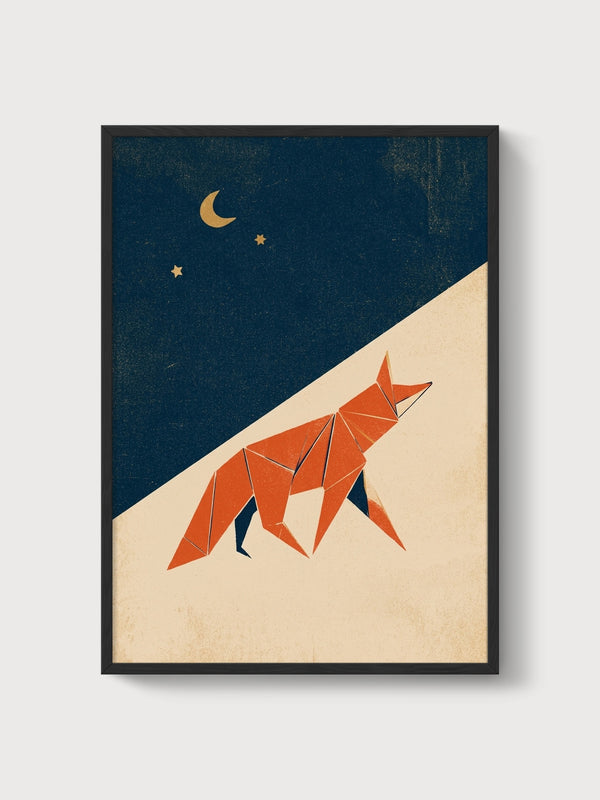 Fox Art Print poster in black frame