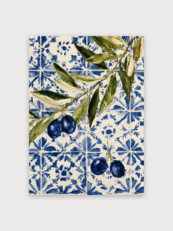 Olive Branch Blue Tile Pattern - Digital Download