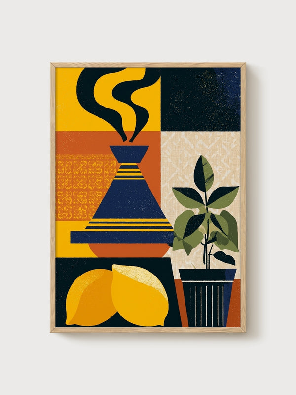 Bauhaus Wall Art poster in oak frame