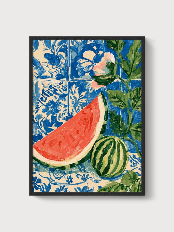Watermelon Wall Art poster in black frame