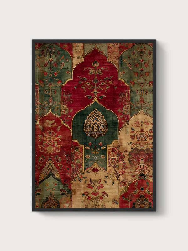 Antique Persian Textile Print poster in black frame
