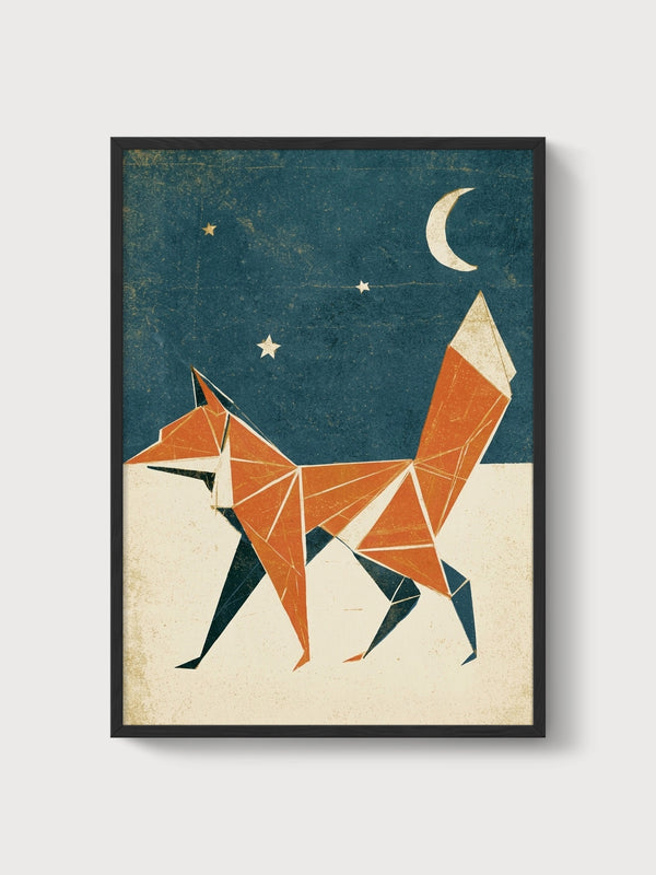 Fox Art Print poster in black frame