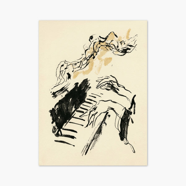 Piano Player Line Art Print art print