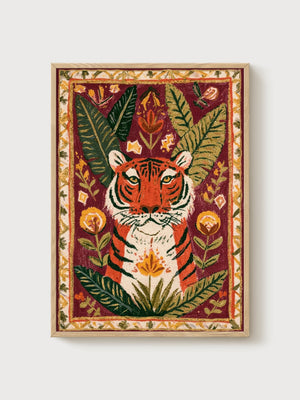Tiger Poster poster in oak frame