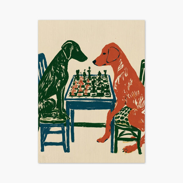 Dog Painting Chess Wall Art art print