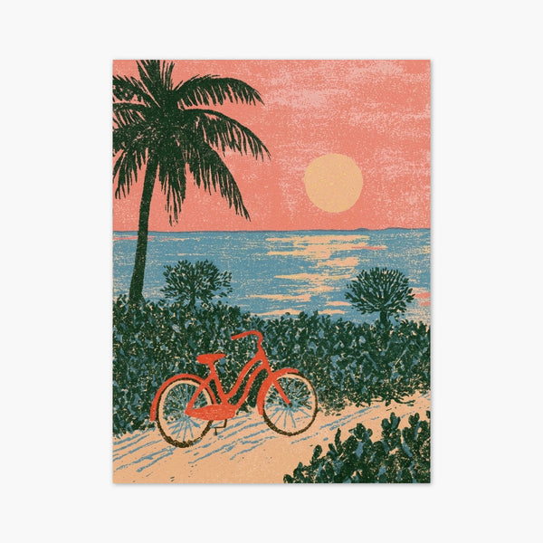 Retro Beach Sunset Poster art print