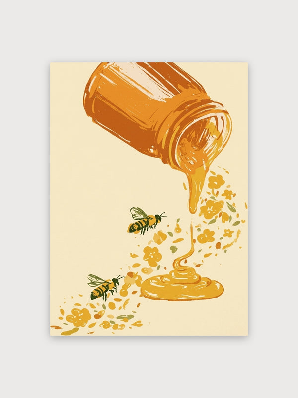 Honey Jar Bees Flowers - Digital Download