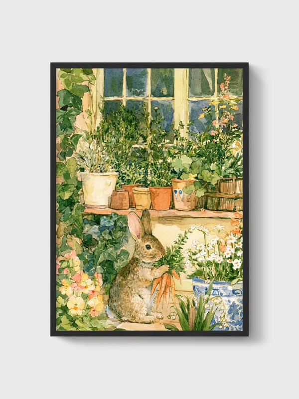Rabbit Wall Art poster in black frame