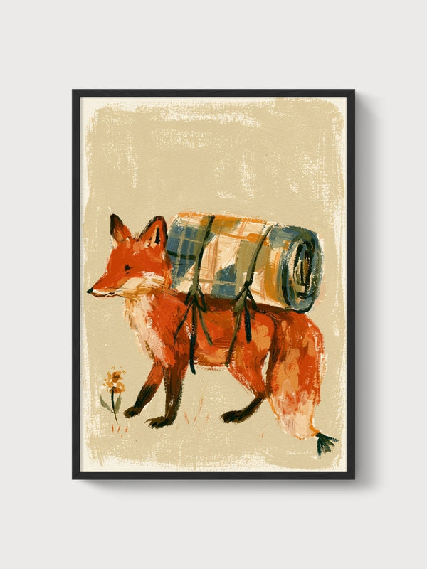 Fox Art Print poster in black frame