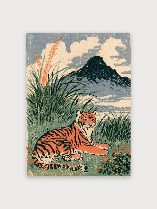 Tiger Mountain Landscape Woodblock - Digital Download