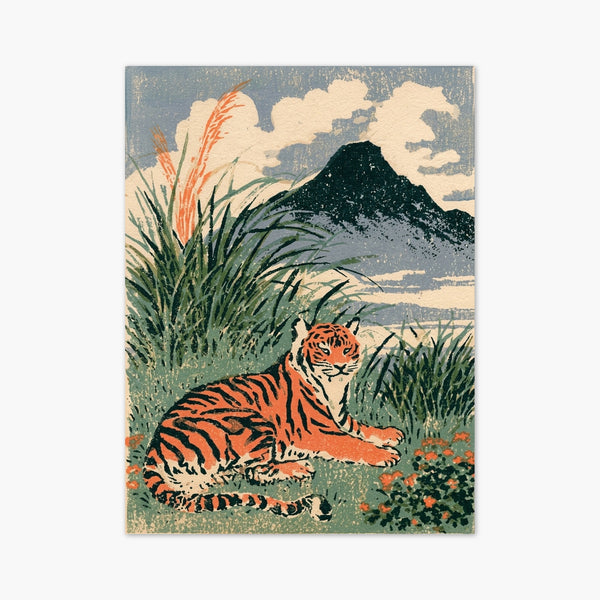Tiger Woodblock Print art print