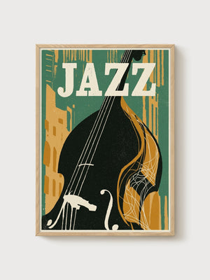 Jazz Poster poster in oak frame