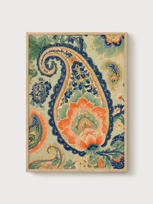 Art Nouveau Paisley Floral Print poster in oak frame